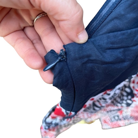 Odille Blue and Red Cotton Polka Dot Patterned Dress - Picture 7 of 13